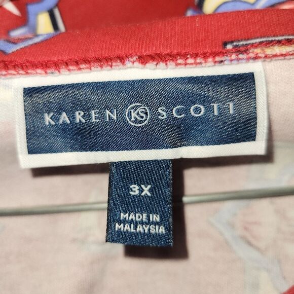 Karen Scott Red Geometric Blouse - Picture 3 of 3